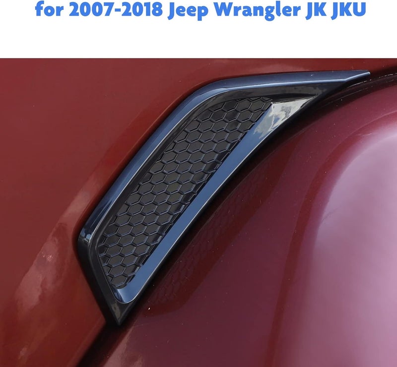 Jimen Compatible with 2007-2018 Jeep Wrangler JK & Unlimited, 2PCS Car Side Fender Air Vent Cover Trim Exterior Accessories (Black) - Image 2